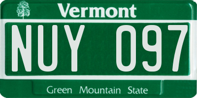 VT license plate NUY097