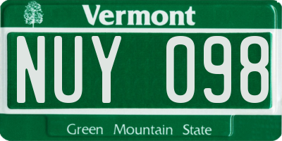VT license plate NUY098