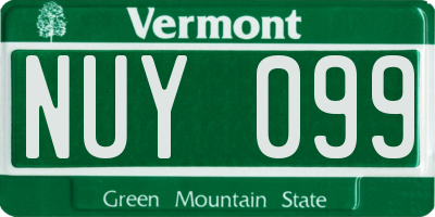 VT license plate NUY099