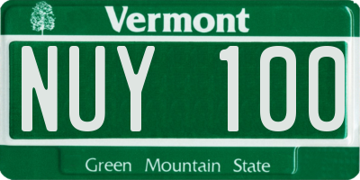 VT license plate NUY100