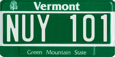 VT license plate NUY101