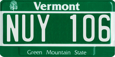 VT license plate NUY106