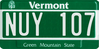VT license plate NUY107