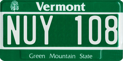 VT license plate NUY108