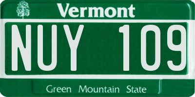 VT license plate NUY109