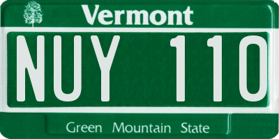 VT license plate NUY110