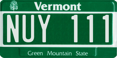 VT license plate NUY111