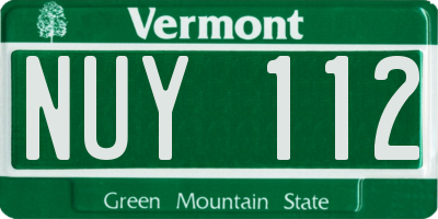 VT license plate NUY112
