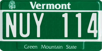 VT license plate NUY114