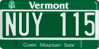 VT license plate NUY115