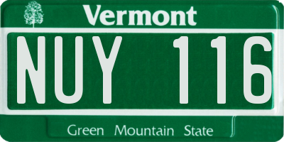 VT license plate NUY116