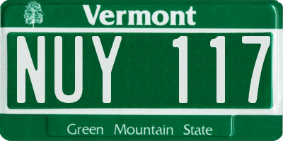 VT license plate NUY117