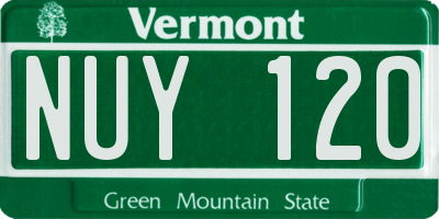 VT license plate NUY120