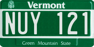 VT license plate NUY121
