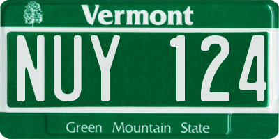 VT license plate NUY124