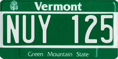 VT license plate NUY125