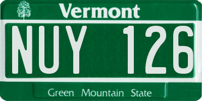 VT license plate NUY126