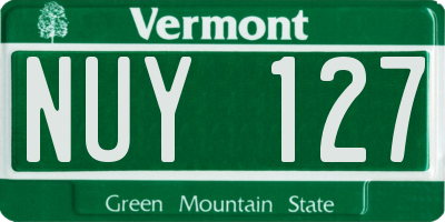 VT license plate NUY127