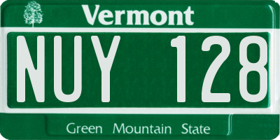 VT license plate NUY128