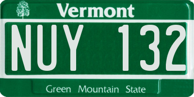 VT license plate NUY132