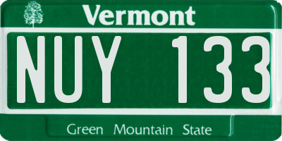 VT license plate NUY133