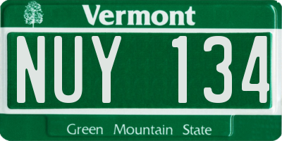 VT license plate NUY134