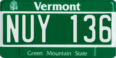 VT license plate NUY136