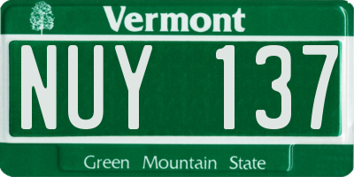 VT license plate NUY137
