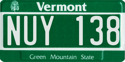 VT license plate NUY138