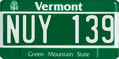 VT license plate NUY139