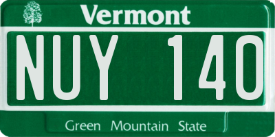 VT license plate NUY140