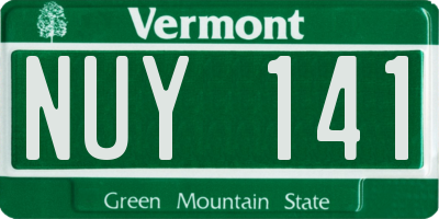 VT license plate NUY141