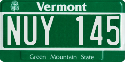 VT license plate NUY145