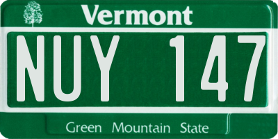 VT license plate NUY147