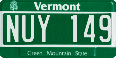 VT license plate NUY149