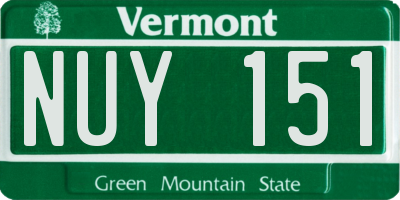 VT license plate NUY151