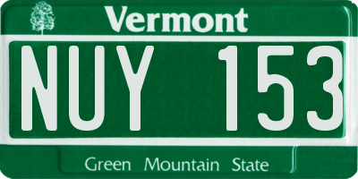 VT license plate NUY153