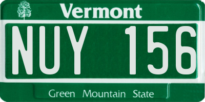 VT license plate NUY156