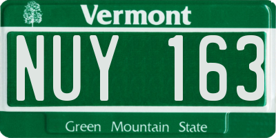 VT license plate NUY163
