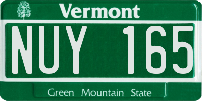 VT license plate NUY165