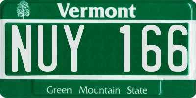 VT license plate NUY166