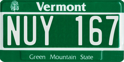 VT license plate NUY167