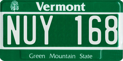 VT license plate NUY168