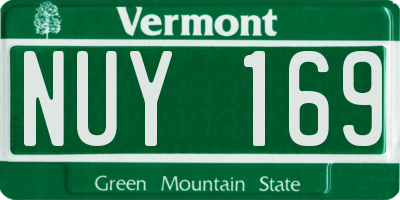VT license plate NUY169