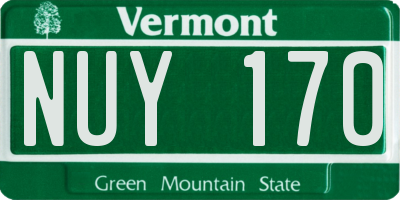 VT license plate NUY170