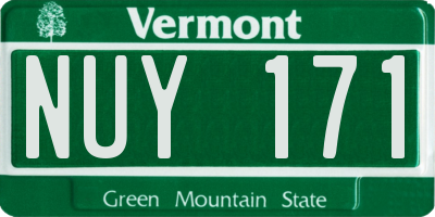 VT license plate NUY171