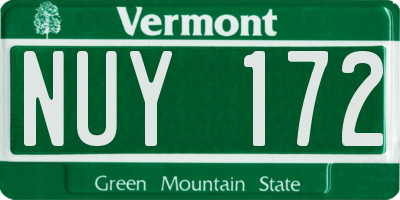 VT license plate NUY172