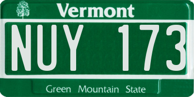VT license plate NUY173