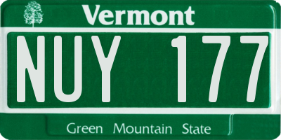VT license plate NUY177