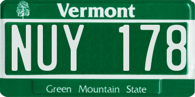 VT license plate NUY178